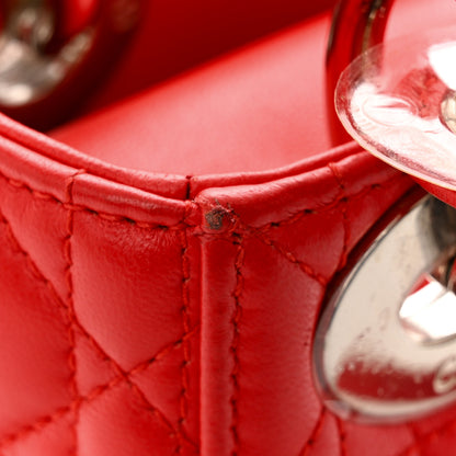 Christian Dior Lambskin Cannage Mini Lady Dior Red 12 of 13