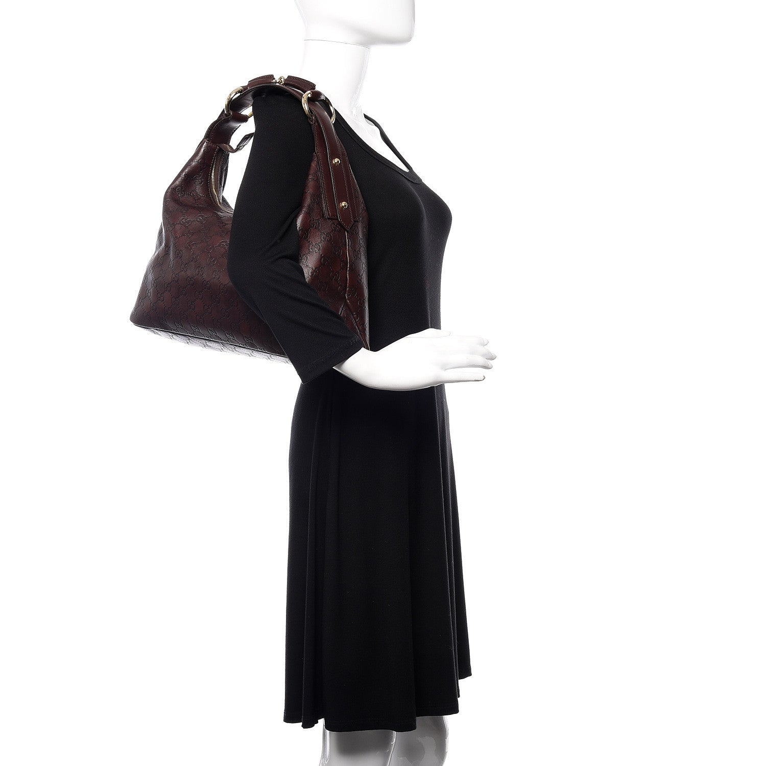 Gucci Guccissima Medium Horsebit Chain Hobo Dark Brown 2 of 13