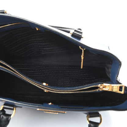 Prada Saffiano Lux Bi-Color Medium Tote Bluette Black 5 of 13