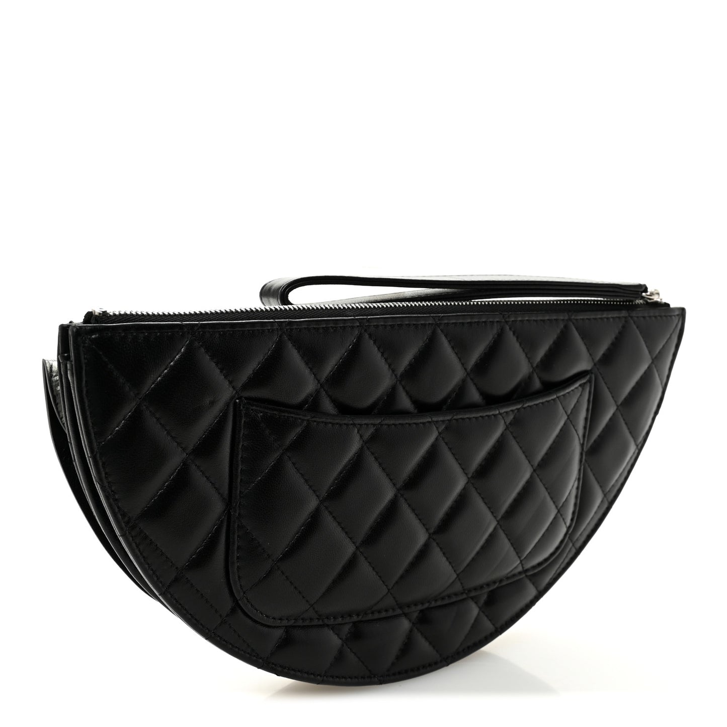 Metallic Lambskin Wave Clutch Black Silver