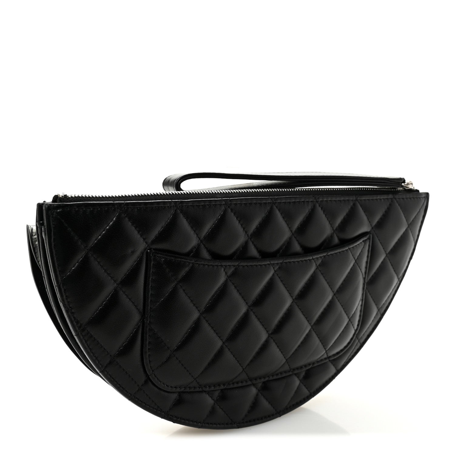 Chanel Metallic Lambskin Wave Clutch Black Silver 3 of 12