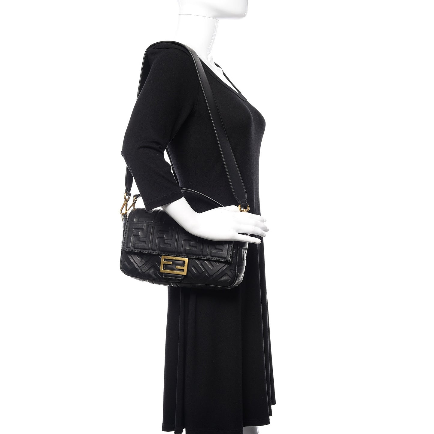 Nappa FF 1974 Embossed Baguette Black