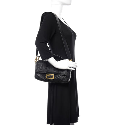 Fendi Nappa FF 1974 Embossed Baguette Black 2 of 10