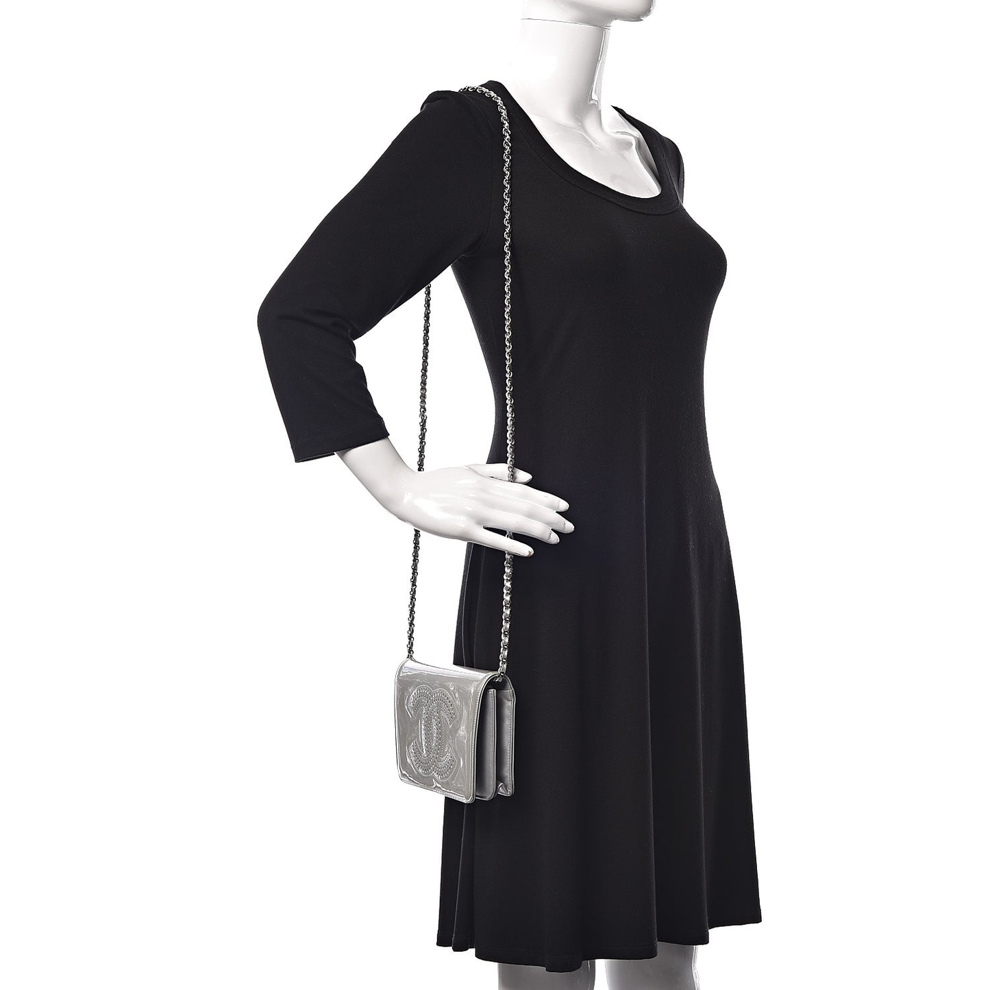 Patent Strass Wallet On Chain WOC Silver