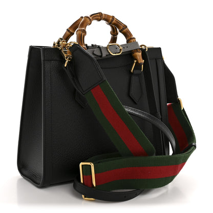Gucci Textured Dollar Calfskin Web Small Diana Tote Bag Black Dusty Grey 2 of 11