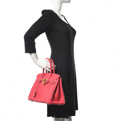 Hermes Taurillon Clemence Birkin 30 Rose Extreme 2 of 29