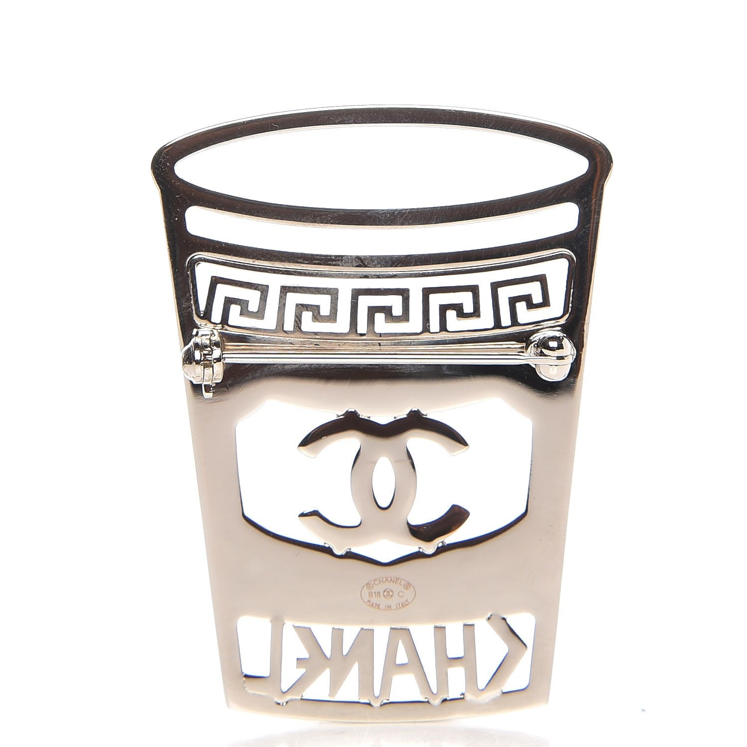Chanel Crystal CC Greek Cup Brooch Silver Blue 4 of 6