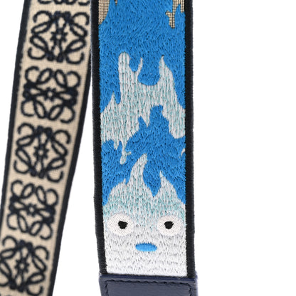 Loewe X HOWLS MOVING CASTLE Calfskin Calcifer Jacquard Anagram Strap Blue 6 of 8