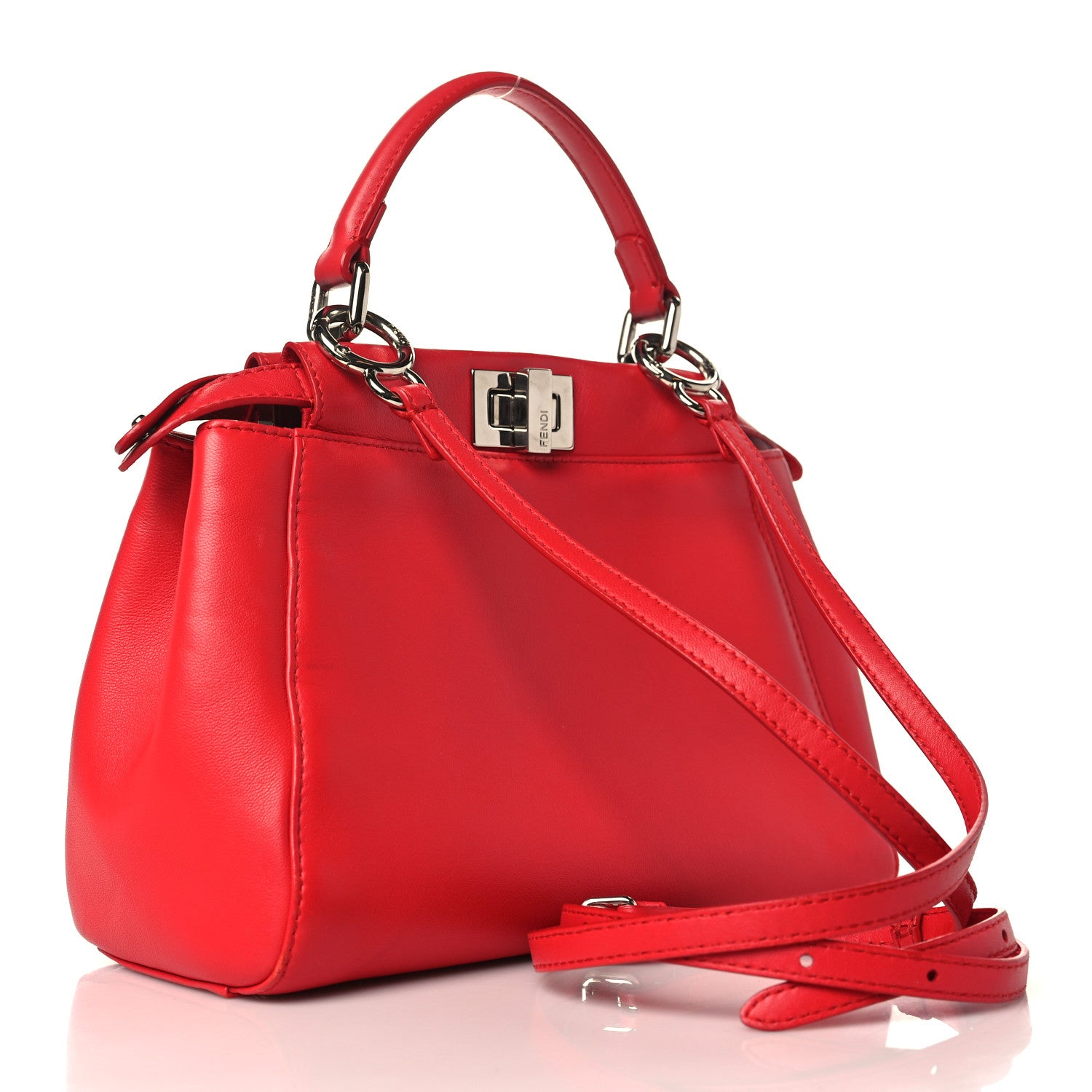Fendi Nappa Mini Peekaboo Iconic Satchel Fiamma 3 of 9