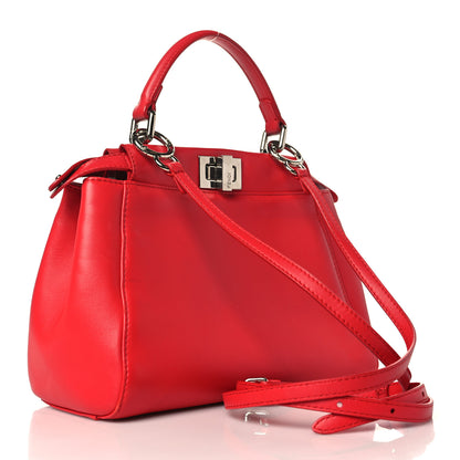 Fendi Nappa Mini Peekaboo Iconic Satchel Fiamma 3 of 9