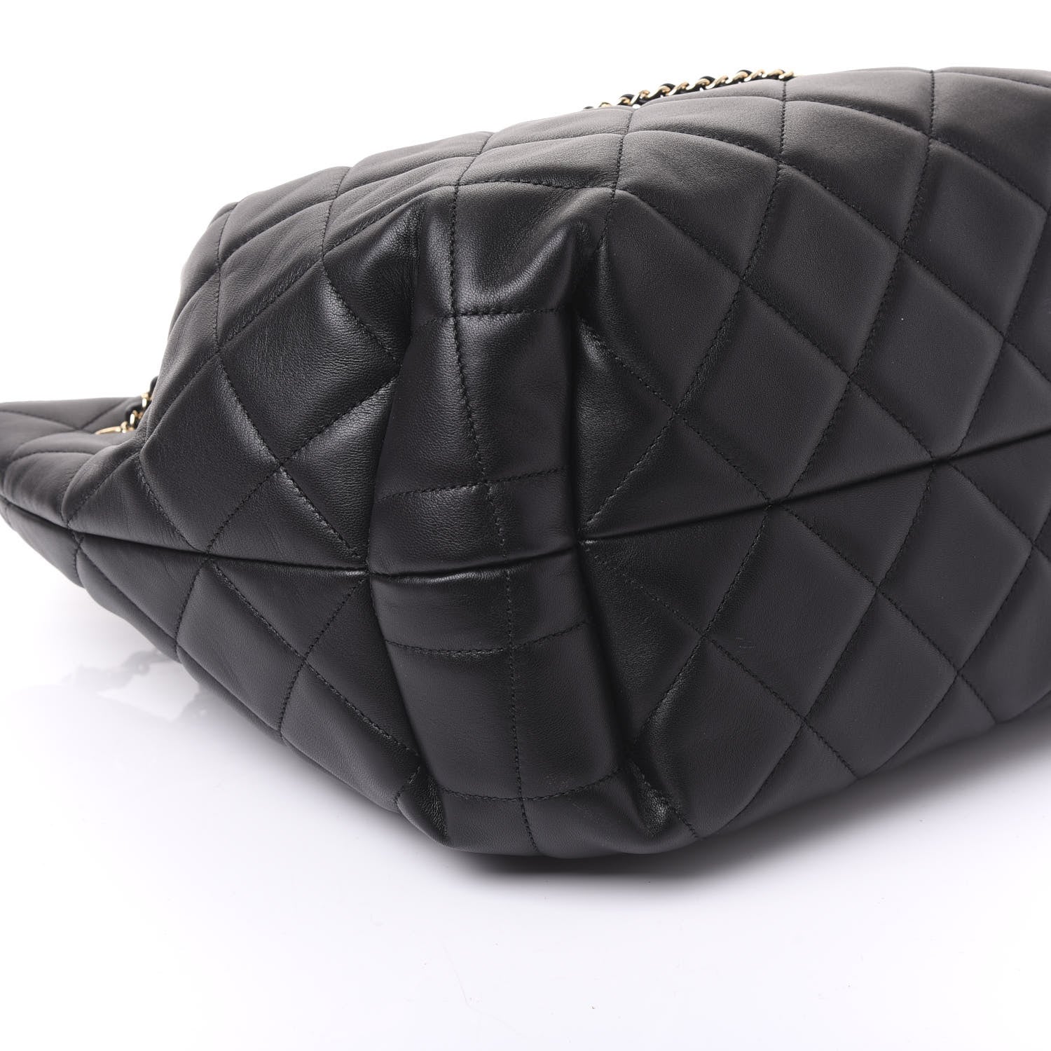 Chanel Lambskin Quilted CC Dweller Drawstring Tote Black 8 of 9