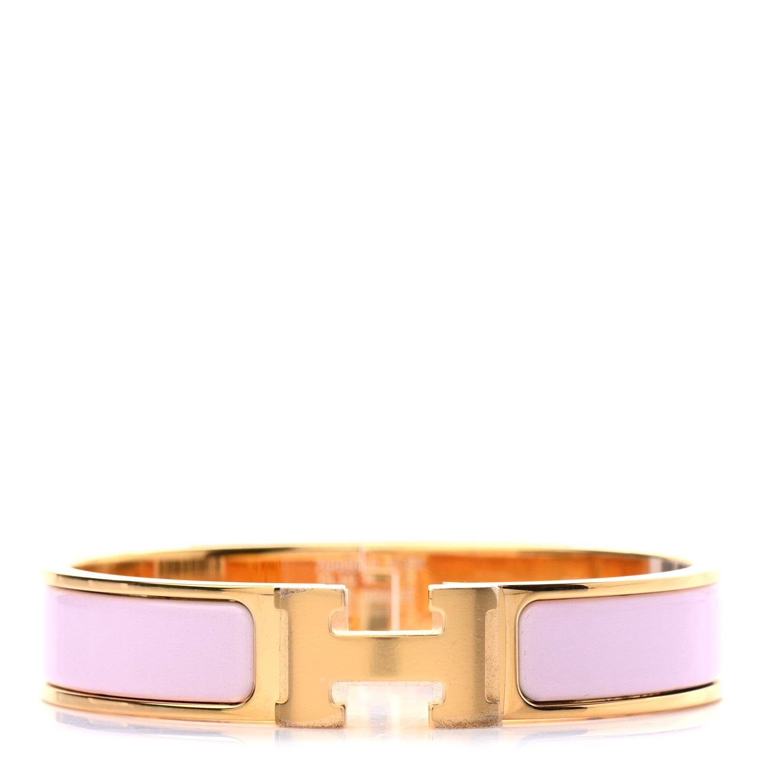 Hermes Enamel Narrow Clic Clac H Bracelet PM Rose Dragee 1 of 4