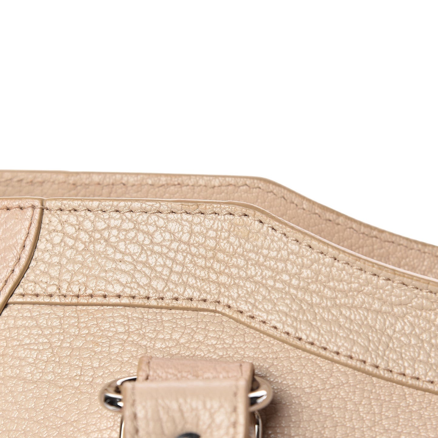 Chevre Silver Metallic Edge Hardware City Beige Tapioca