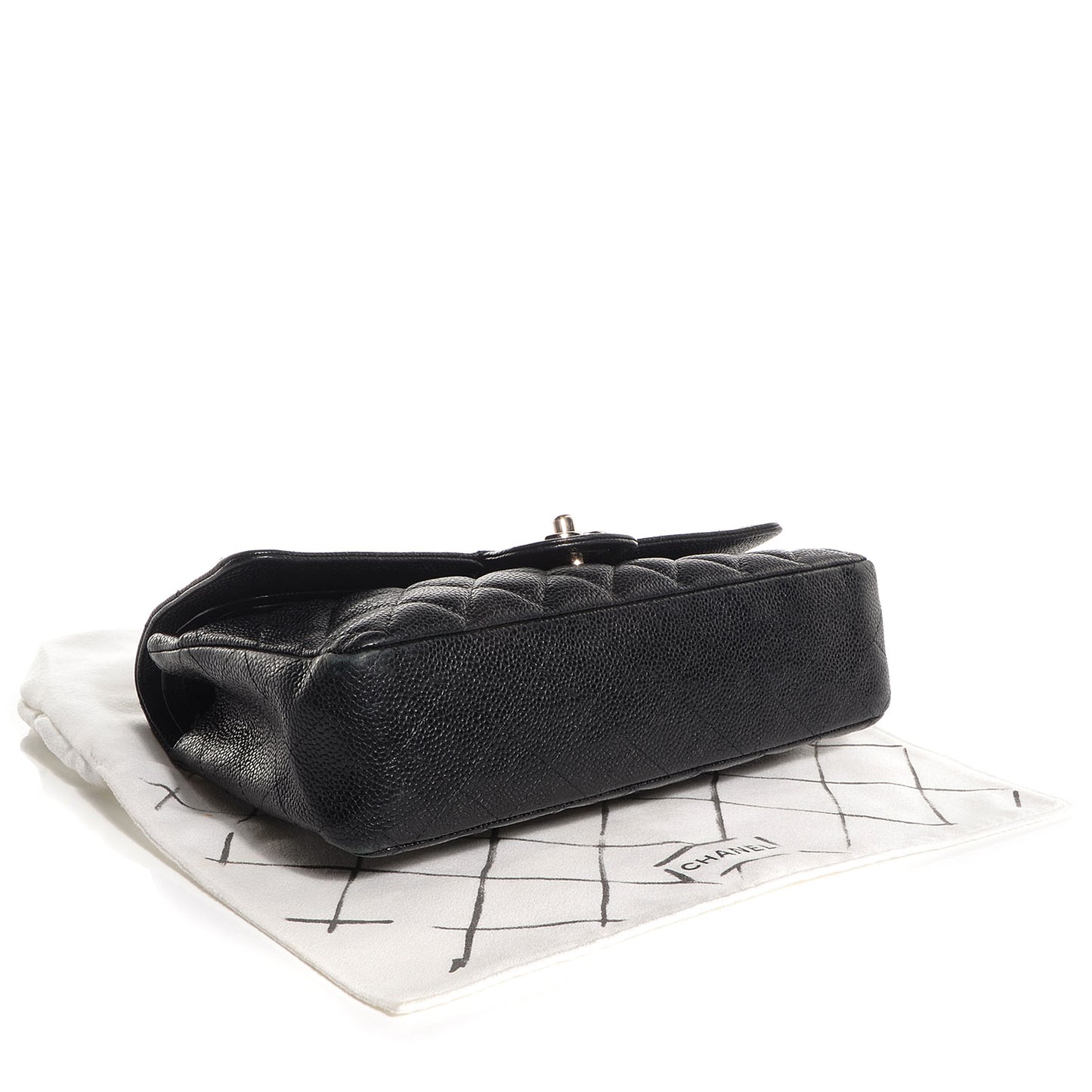 Caviar Quilted Medium Double Flap Black