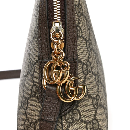 Gucci GG Supreme Monogram Textured Dollar Calfskin Web Small Ophidia Dome Shoulder Bag Beige Ebony New Acero 10 of 15