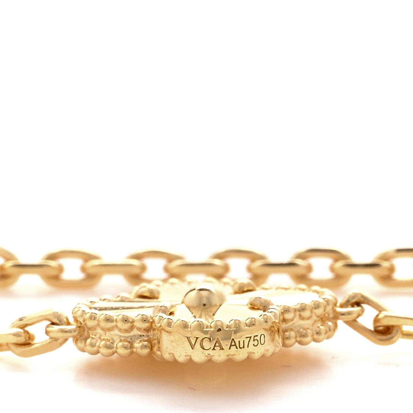 18K Yellow Gold 10 Motifs Guilloche Vintage Alhambra Necklace