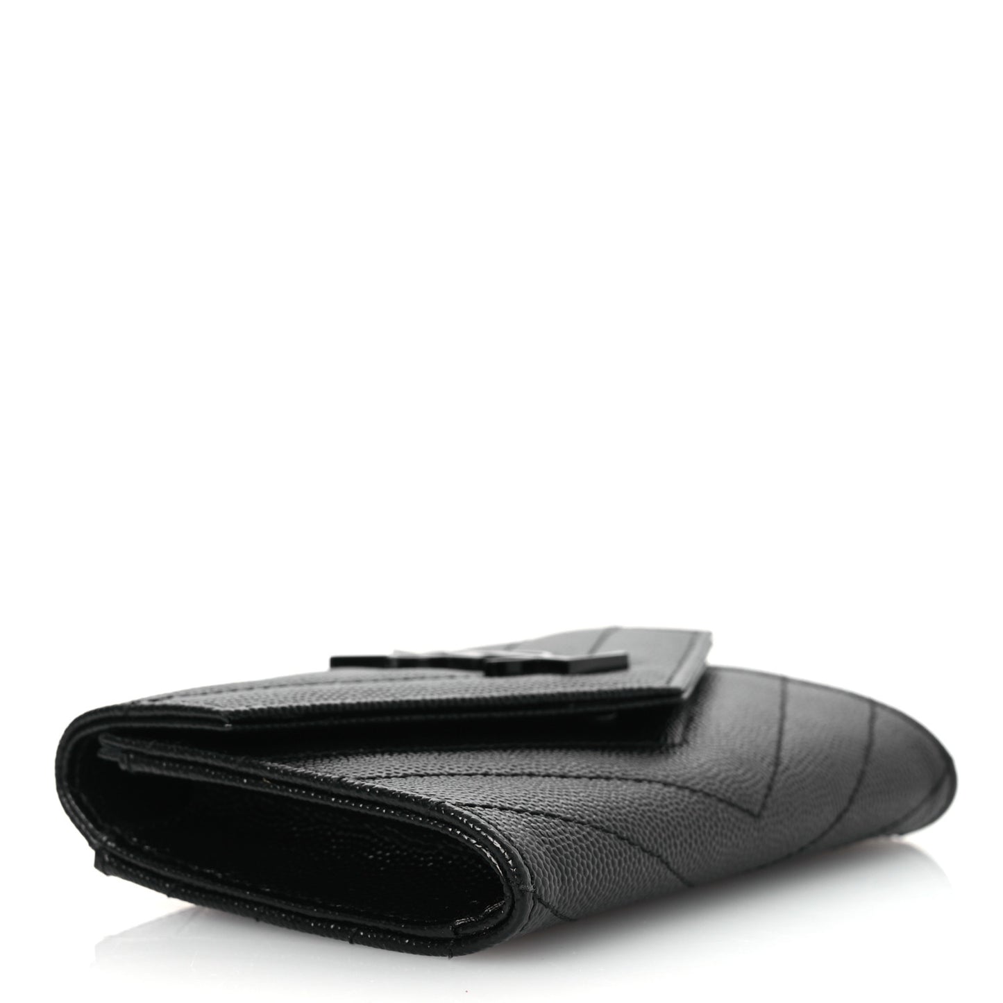Grain De Poudre Matelasse Chevron Small Monochrome Monogram Envelope Wallet Black