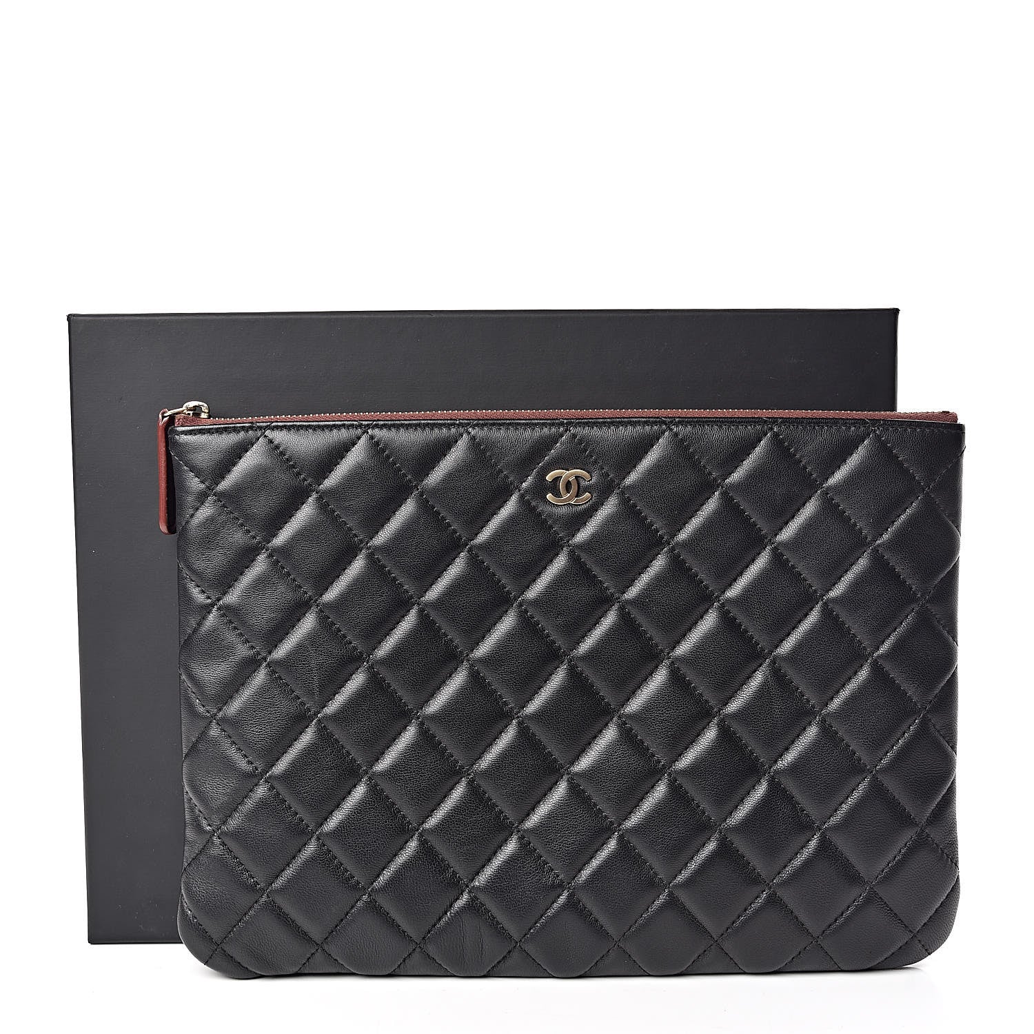 Chanel Lambskin Quilted Medium Cosmetic Case Black 9 of 9
