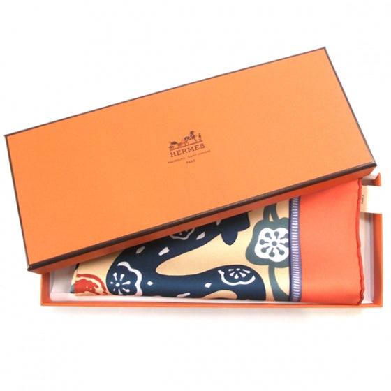 Hermes Silk Twill L Annee Du Dragon Pocket Square Scarf 5 of 5