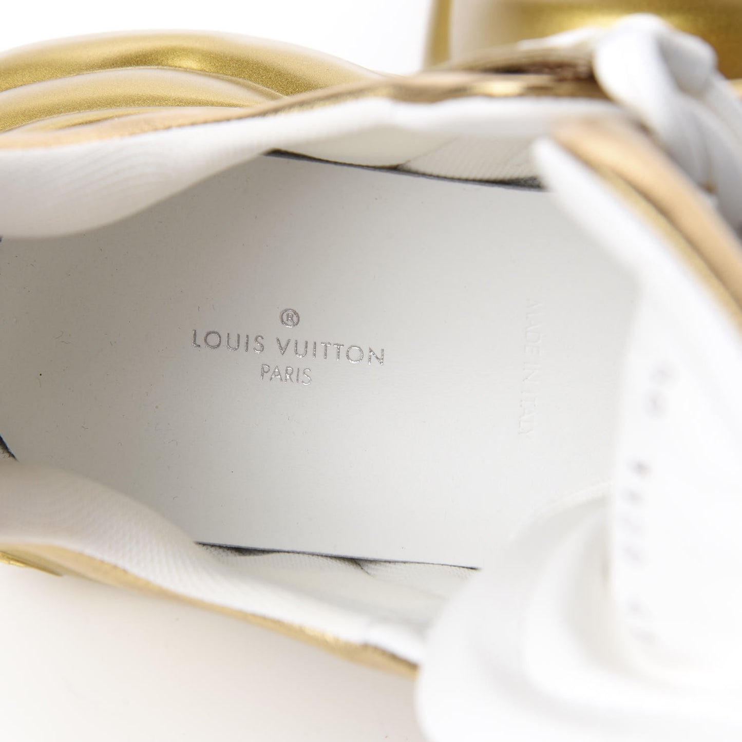 Metallic Calfskin Technical Nylon LV Archlight Sneakers 41 White Gold