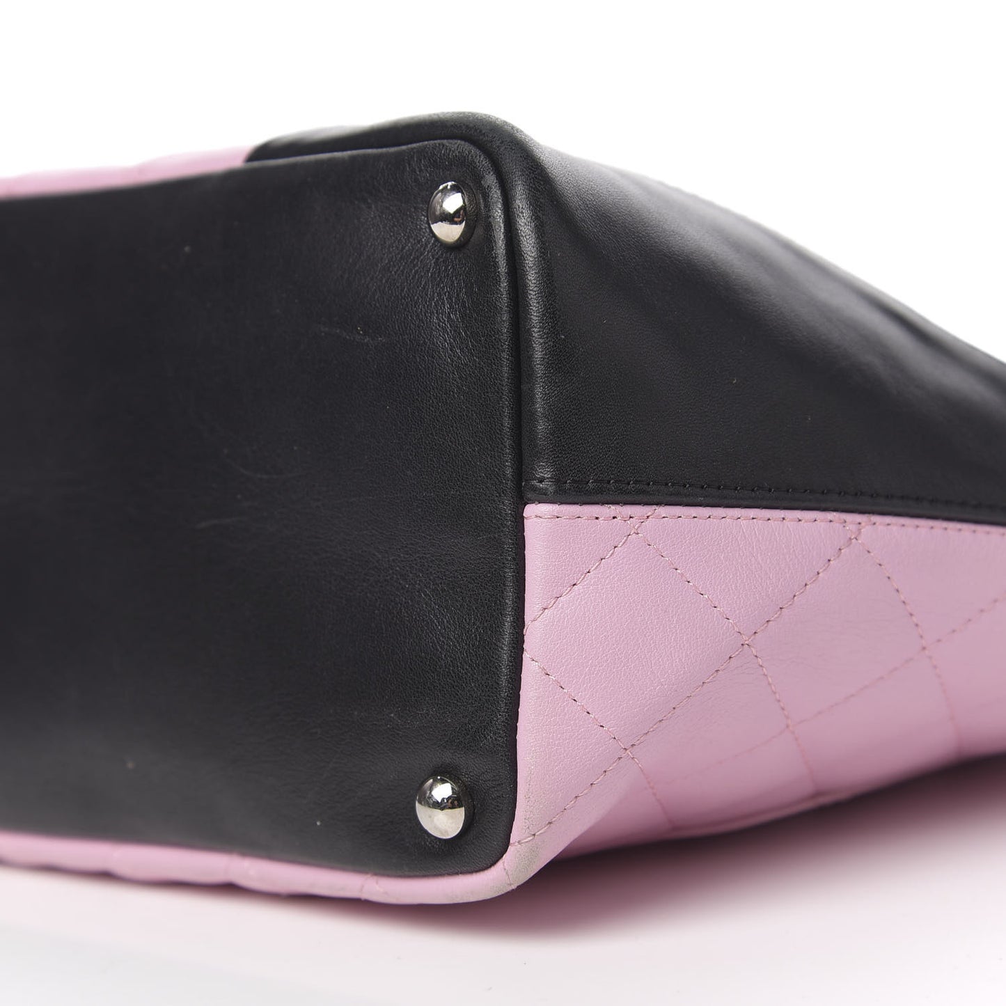Calfskin Quilted Medium Cambon Tote Pink Black