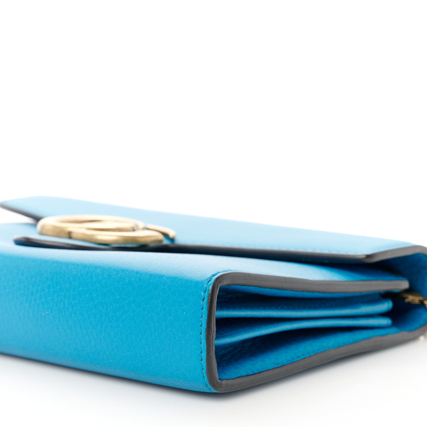 Calfskin GG Marmont Chain Wallet Blue