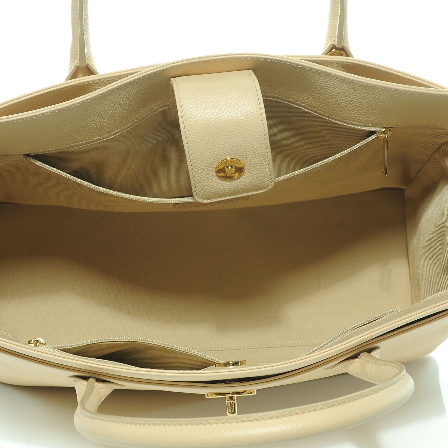 Calfskin Cerf Executive Shopper Tote Beige Clair