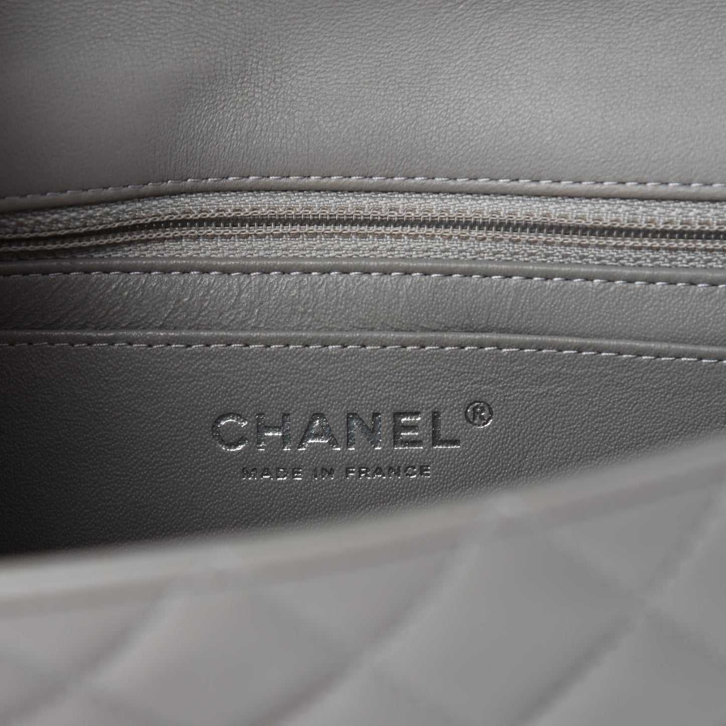 Lambskin Quilted Mini Rectangular Flap Grey