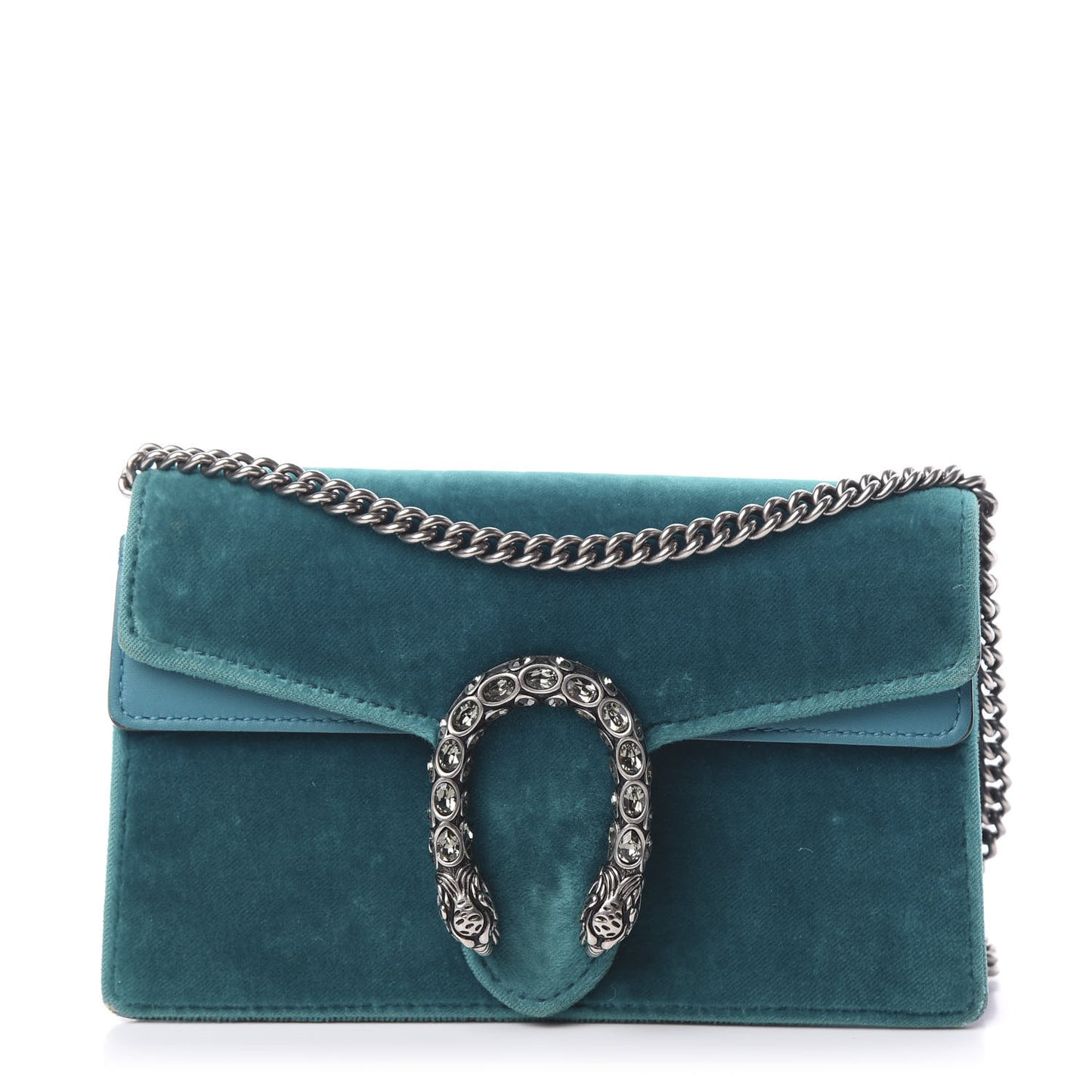 Velvet Super Mini Dionysus Shoulder Bag Pavone Cyan