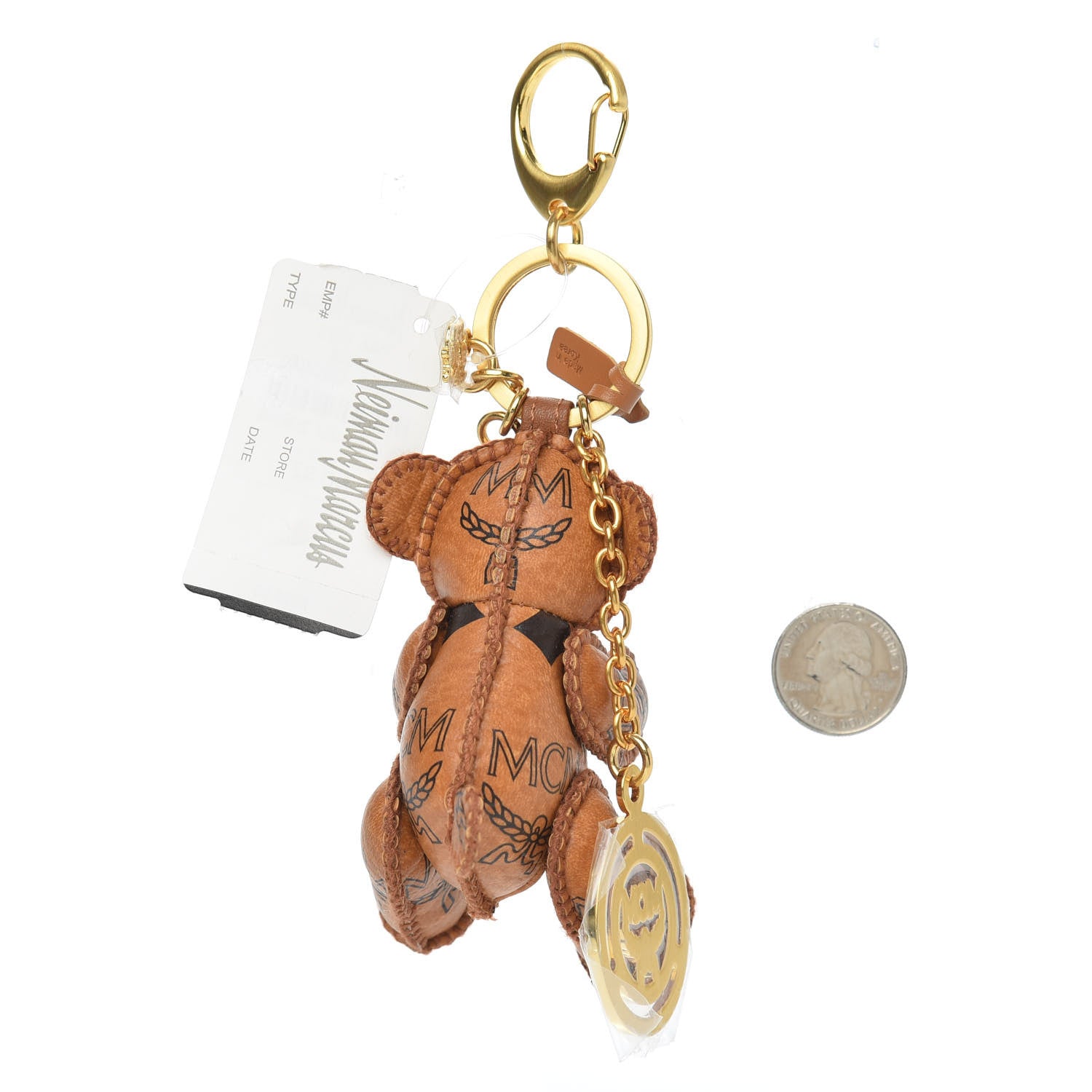 MCM Visetos Bear Key Ring Bag Charm Cognac 2 of 3