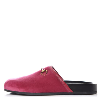 Gucci Softy Velvet Malaga Kid Womens Horsebit River Slippers 37 Light Raspberry Rose 1 of 10