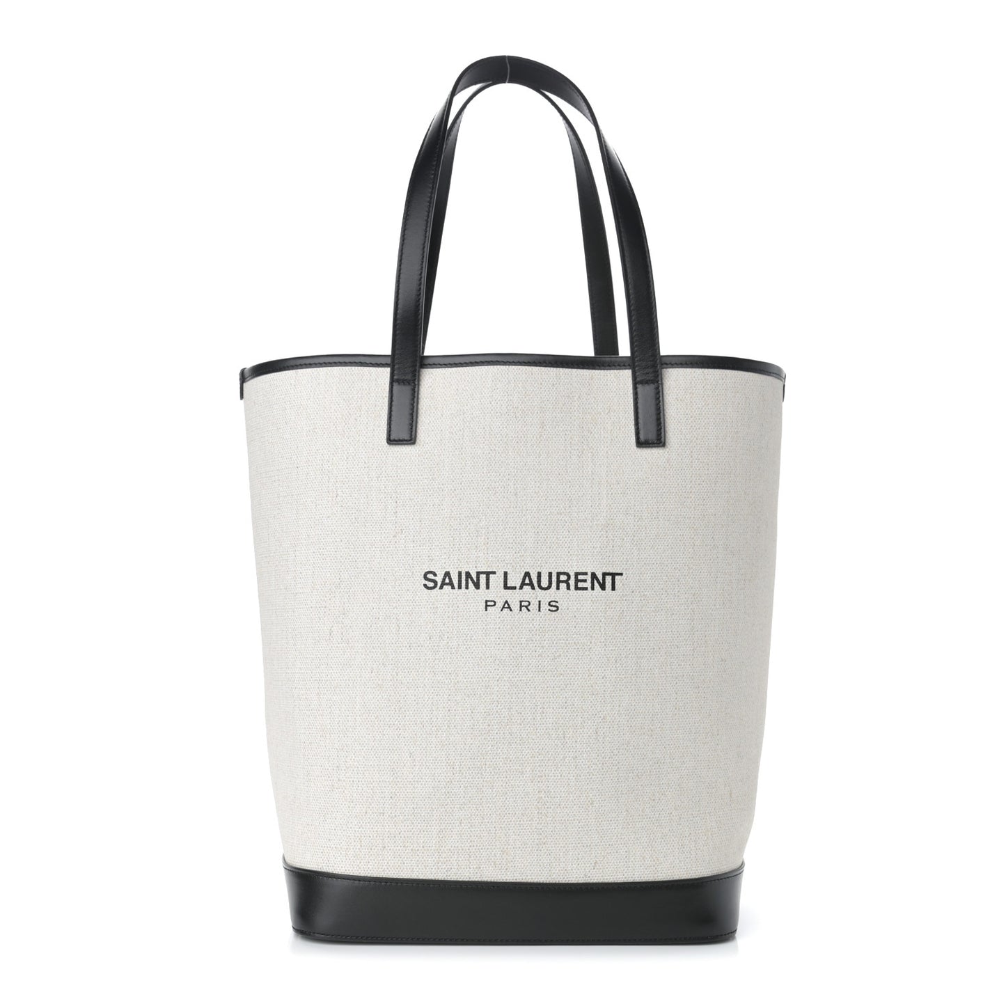 Canvas Calfskin Teddy Drawstring Shopping Tote White Black