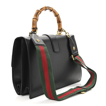 Gucci Calfskin Bamboo Web Large Dionysus Top Handle Bag Black Bright Evergreen Hibiscus Red 3 of 14