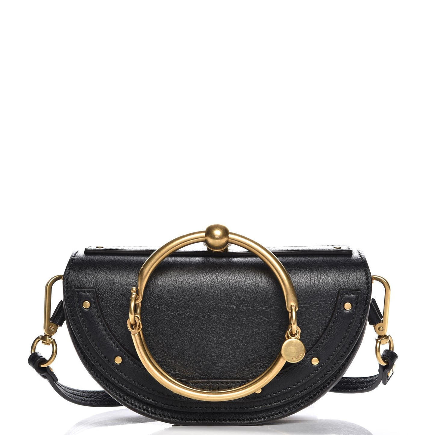 Calfskin Small Nile Bracelet Minaudiere Bag Black
