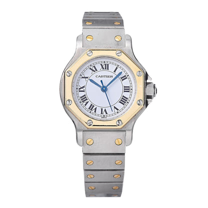 Cartier Stainless Steel 18K Yellow Gold 25mm Santos Octagon Automatic Watch 1 of 7