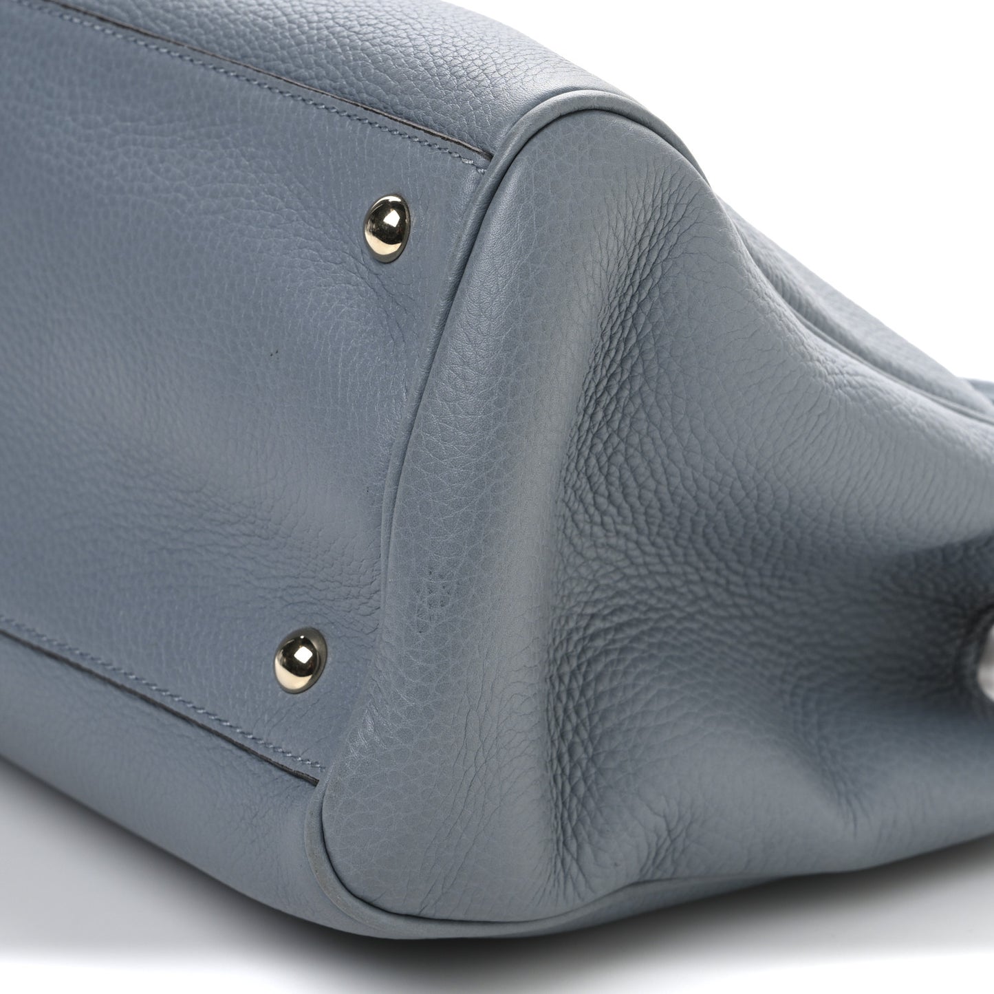 Pebbled Calfskin Medium Bamboo Shopper Tote Light Blue