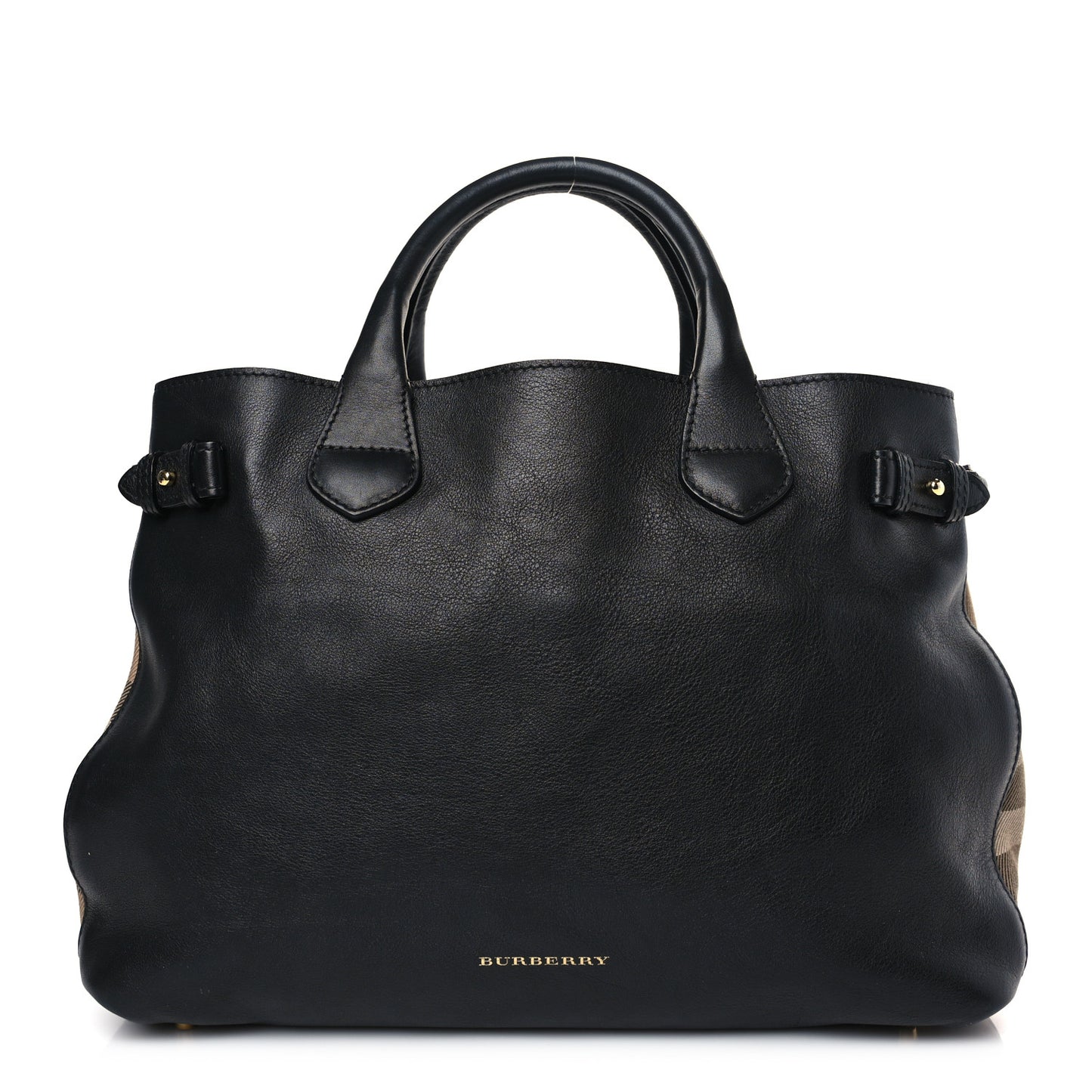 Derby Calfskin House Check Medium Banner Tote Black