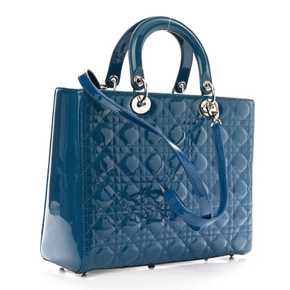 Christian Dior Patent Cannage Large Lady Dior Blue 2 of 10