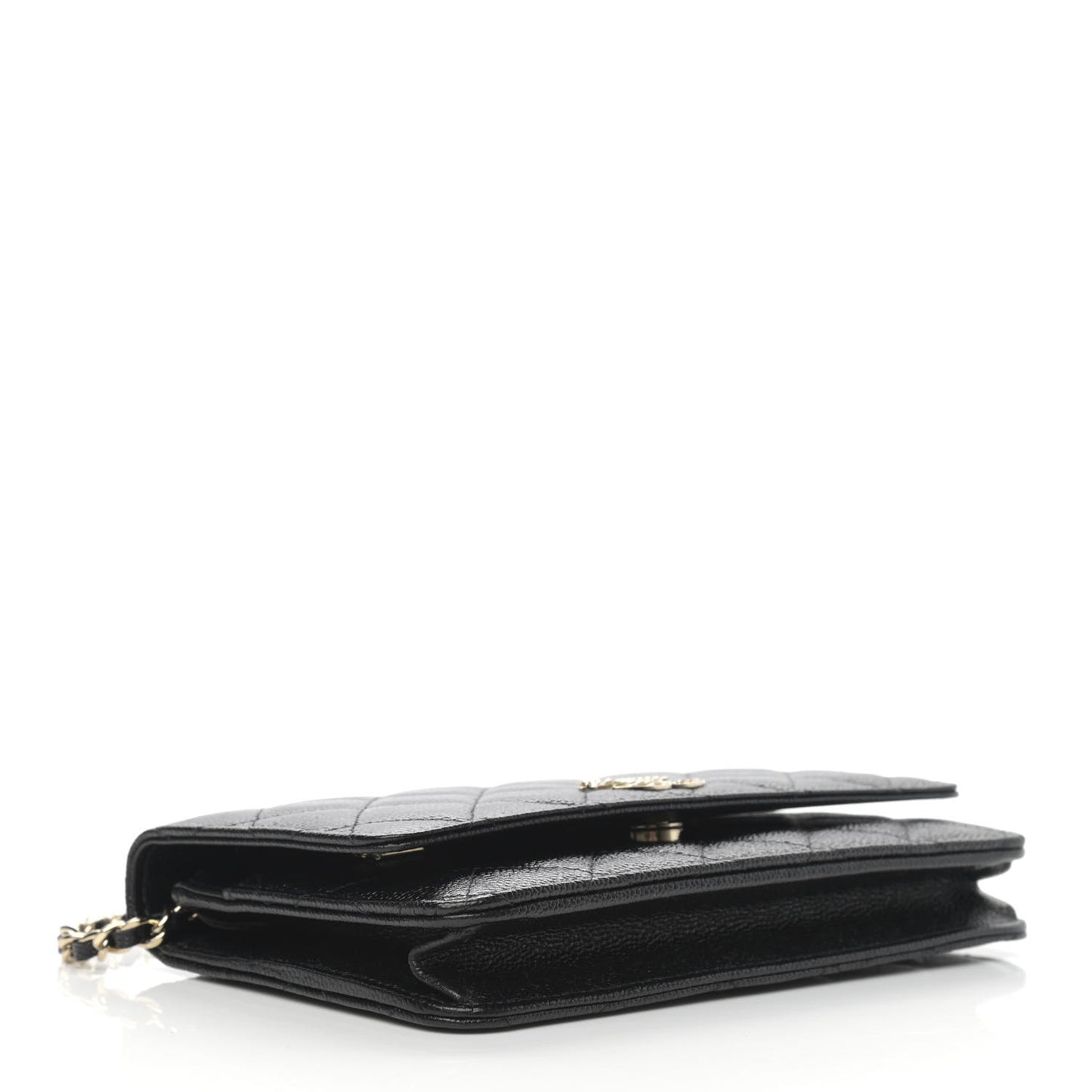 Caviar Quilted Chain CC Wallet On Chain WOC Black