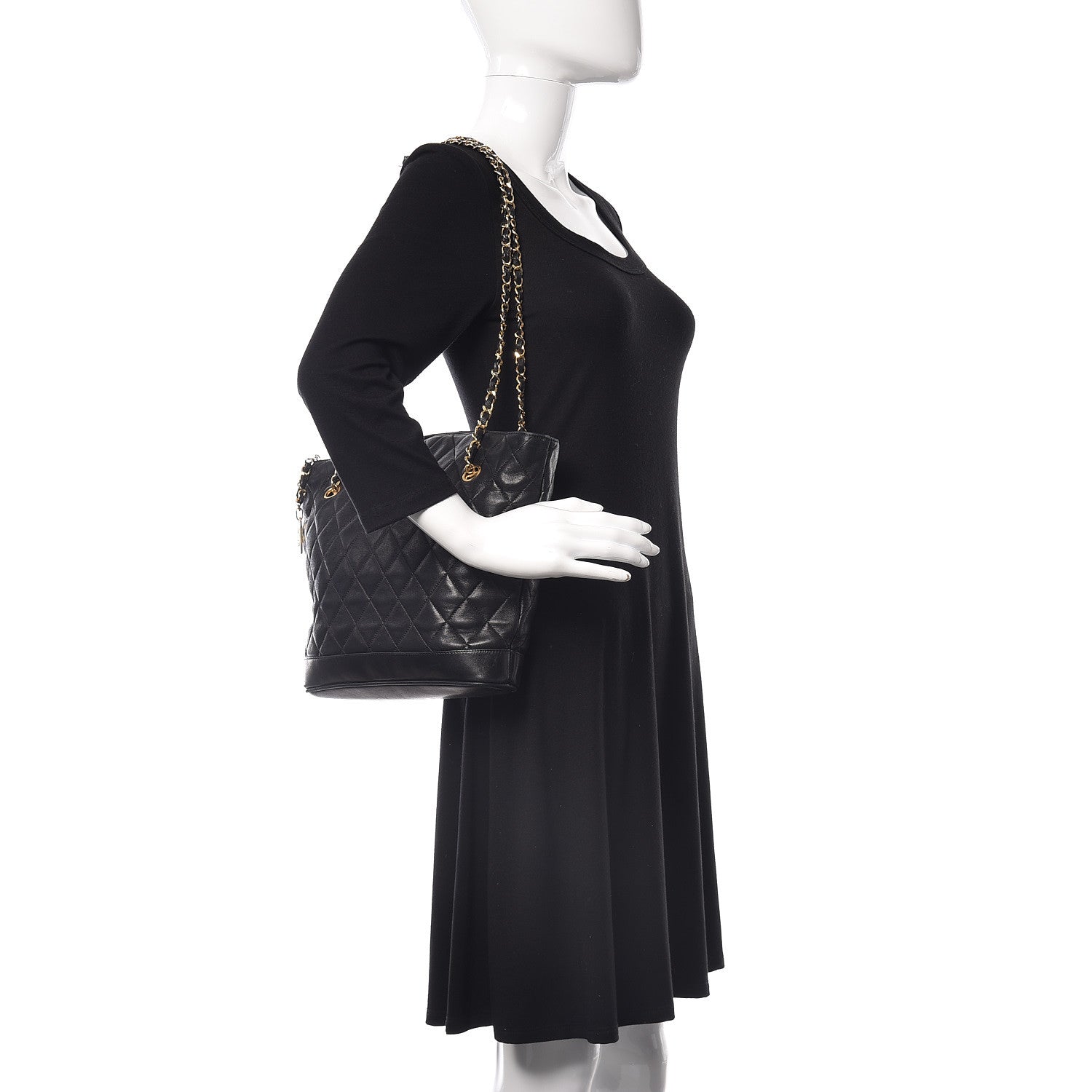Chanel Lambskin Quilted Shopper Tote Black 2 of 11