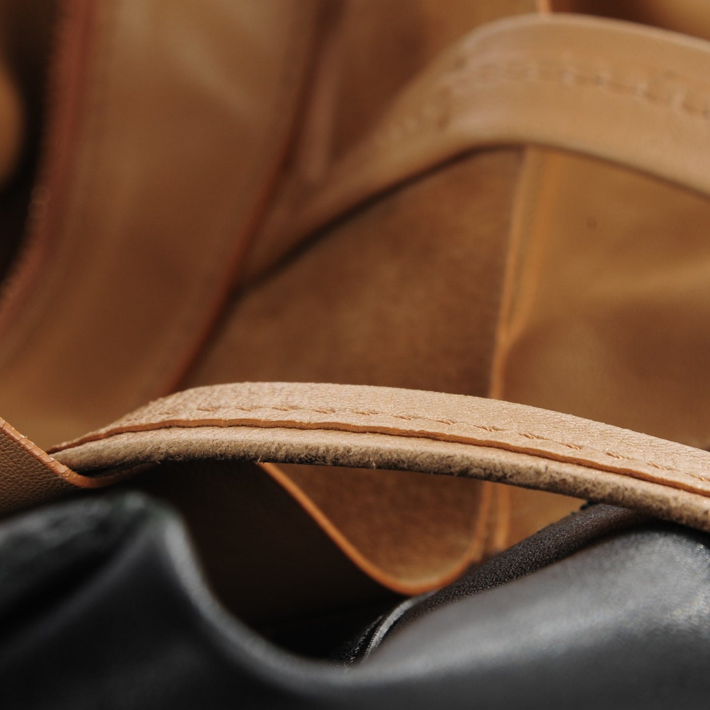 Lambskin Vertical Bi-Cabas Apricot Black