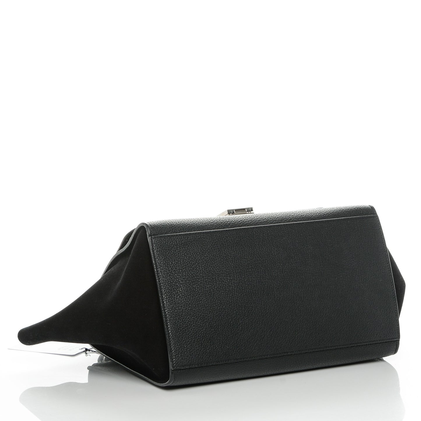 Drummed Calfskin Suede Medium Trapeze Black