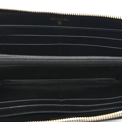Chanel Caviar Quilted Filigree Zip Around Wallet Navy Black 5 of 9