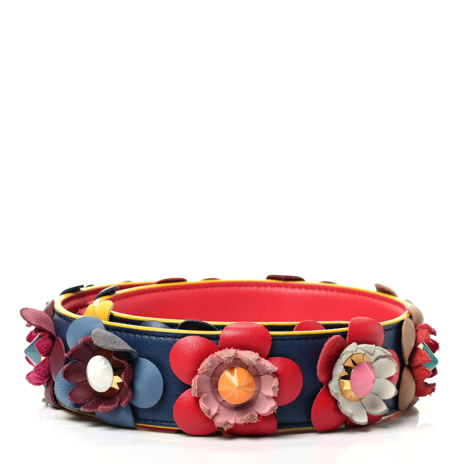 Fendi Vitello Dolce Flowerland Studded Strap You Blue Corallo Multicolor 2 of 4