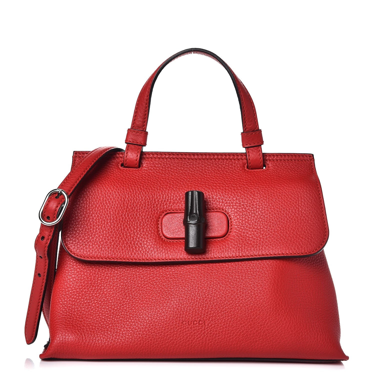 Gucci Cellarius Calfskin Small Bamboo Daily Top Handle Bag Hibiscus Red 1 of 7