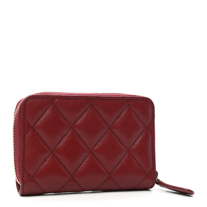 Chanel Lambskin Quilted Chanel 19 Zip Around Coin Purse Wallet Dark Red 3 of 7