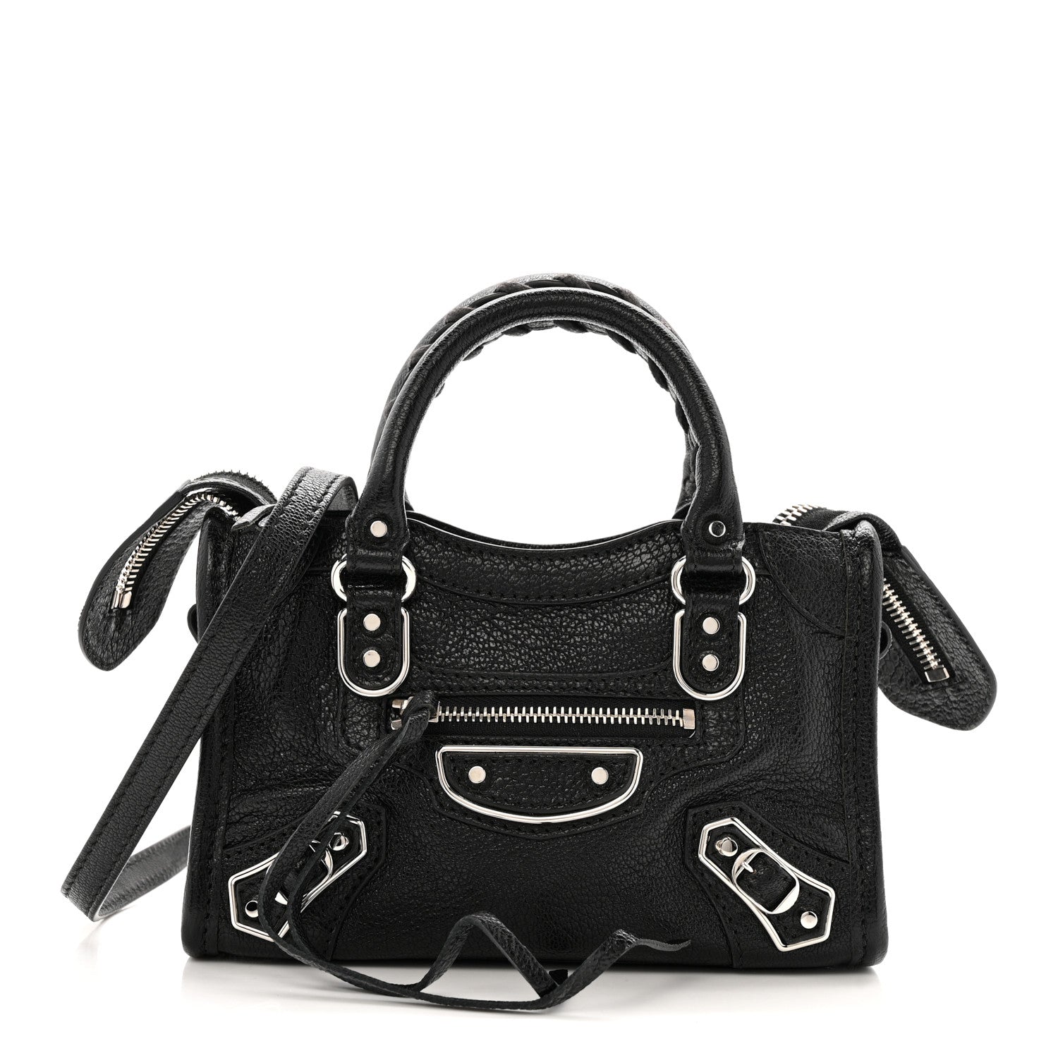 Balenciaga Chevre Silver Metallic Edge Hardware Nano City Black 1 of 12
