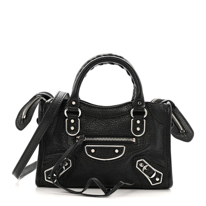 Balenciaga Chevre Silver Metallic Edge Hardware Nano City Black 1 of 12
