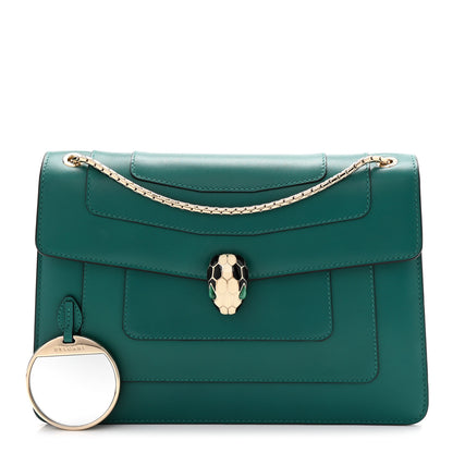 Bulgari Calfskin Serpenti Forever Shoulder Bag Emerald Green 3 of 10