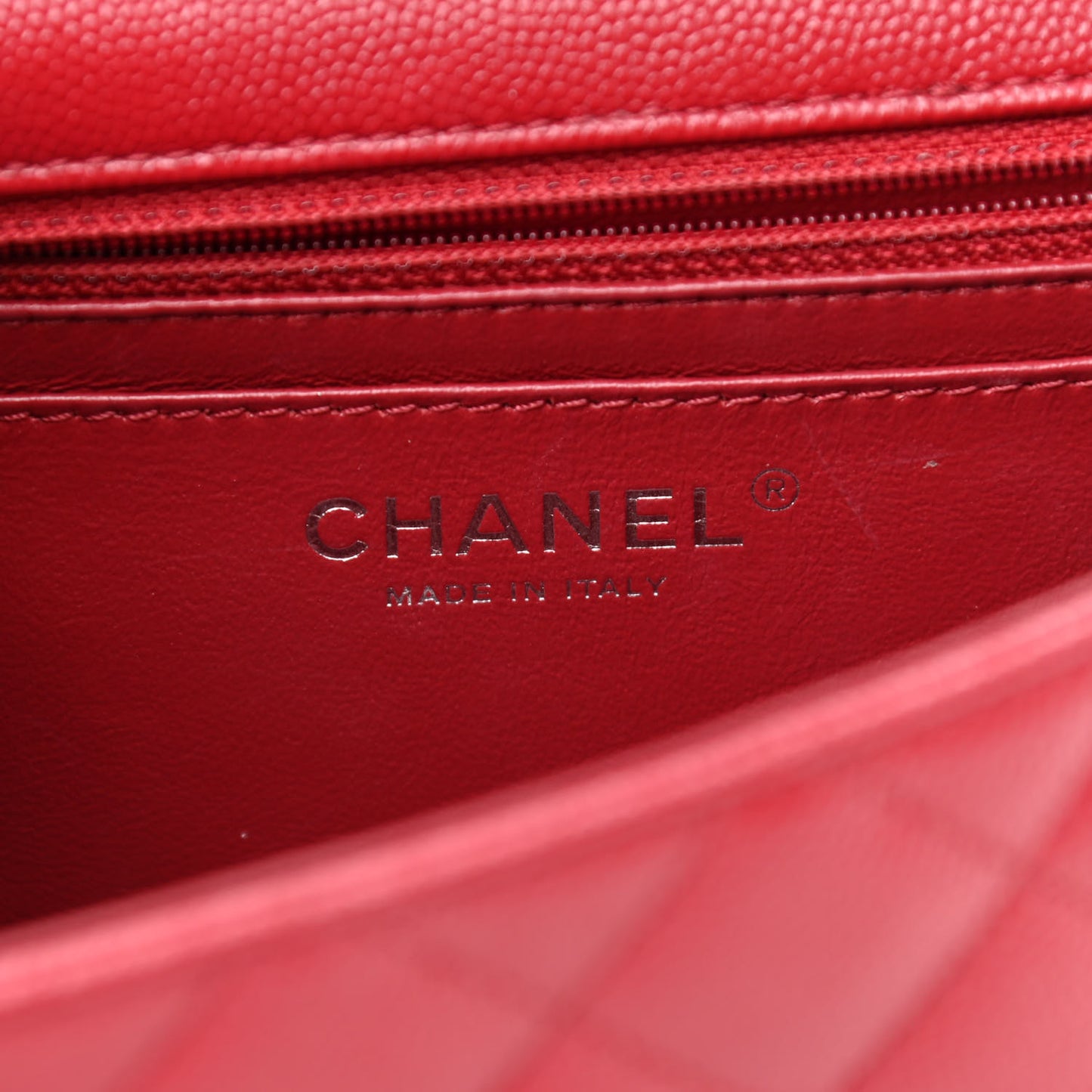 Caviar Quilted Mini Rectangular Flap Red